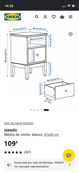 Mesita de noche IDANAS IKEA