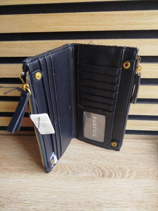 Monedero Parfois negro tejido 20 cm