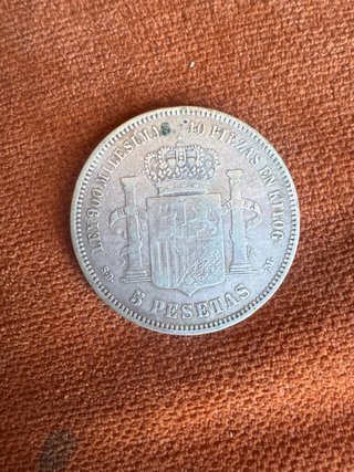 Moneda Plata 5 Pesetas Amadeo I 1871