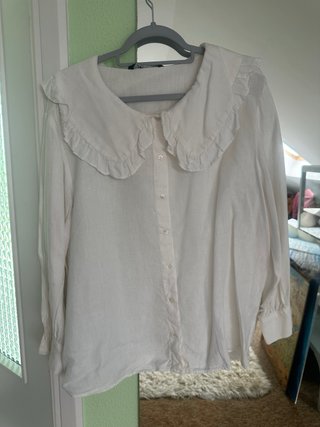 Blusa Zara Blanca Cuello Volante