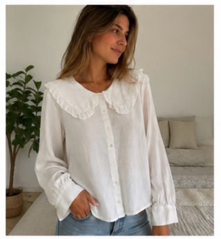 Blusa Zara Blanca Cuello Volante