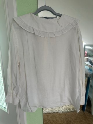 Blusa Zara Blanca Cuello Volante