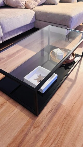 Mesa de centro cristal y metal NUEVA
