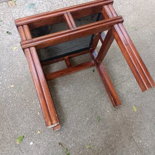 Mesa auxiliar madera y bambú estilo oriental