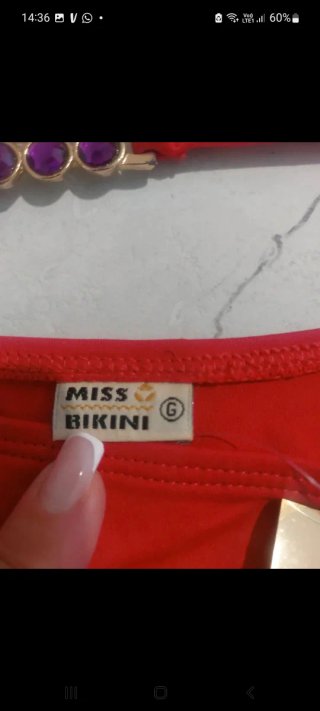Miss Bikini Rosso con cristalli Viola