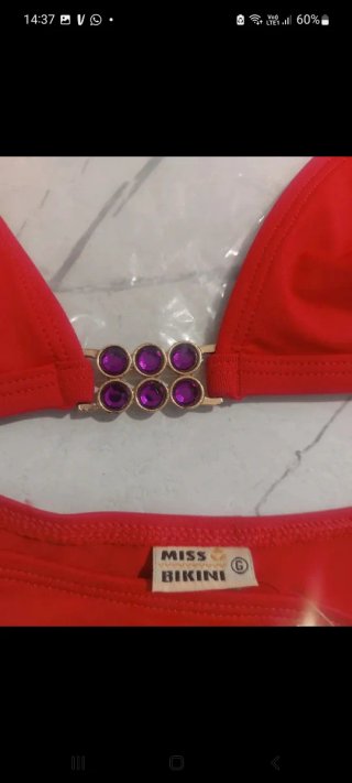 Miss Bikini Rosso con cristalli Viola