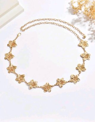 Elegante cinturón cadena dorado con flores!!