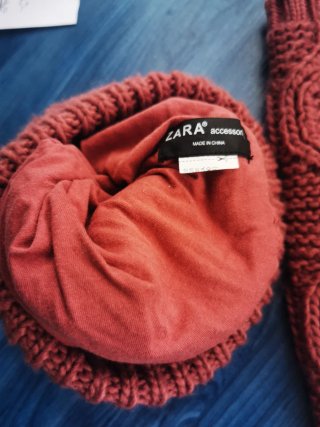 Gorro y cuello  rosa-malva