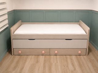 Cama Nido y escritorio con cajones juvenil.