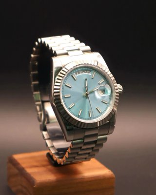 Reloj Auto Estilo Day-Date Presidente Turquesa