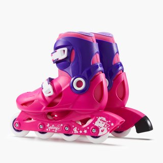 Patines Línea Niños Oxelo Ajustable 3 tallas Play 3 Rosa