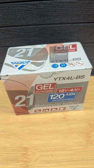 CARTEC YTX4L-BS - Batería para motocicleta 4 Ah