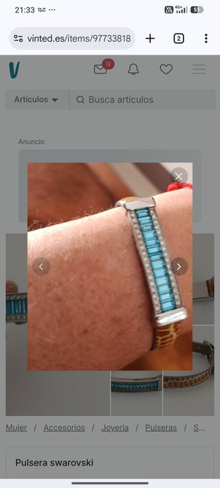 Pulsera Swarovski Piel Azul Marrón