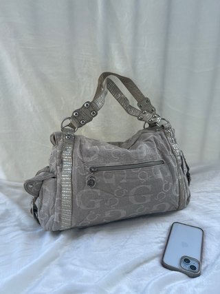 Bolso de hombro Beige y Plateado