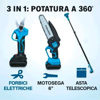 Kit Potatura 4 in 1 Cesoia Motosega 2 Batterie 48V