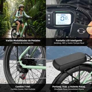 Bicicleta eléctrica 24 pulgadas niña/mujer