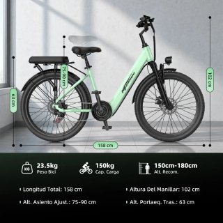 Bicicleta eléctrica 24 pulgadas niña/mujer