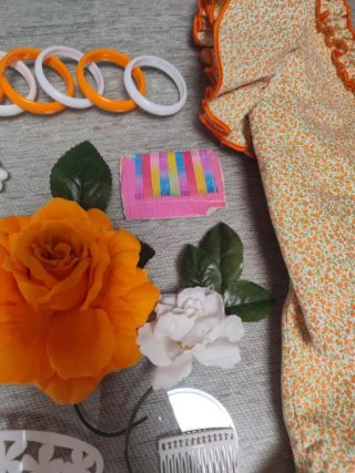 Vestido Gitana Niña Beige y Naranja