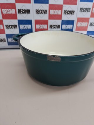 Olla hierro fundido 24cm esmaltada inducción azul Overmont