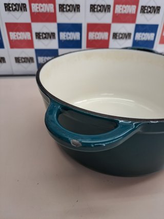 Olla hierro fundido 24cm esmaltada inducción azul Overmont