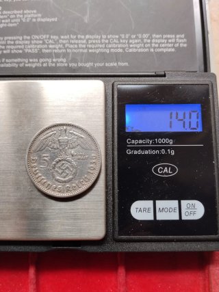 Germania 5 Reichsmark Argento 1936 A zecca Berlino