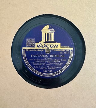 Disco de Gramófono Odeon “Fantasías Rítmicas”