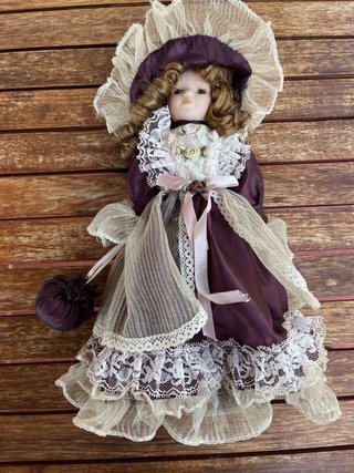 Muñeca cerámica antigua vestido vintage