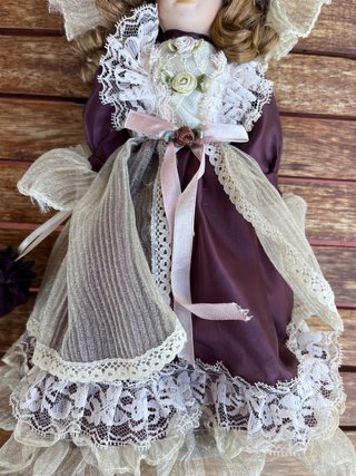 Muñeca cerámica antigua vestido vintage