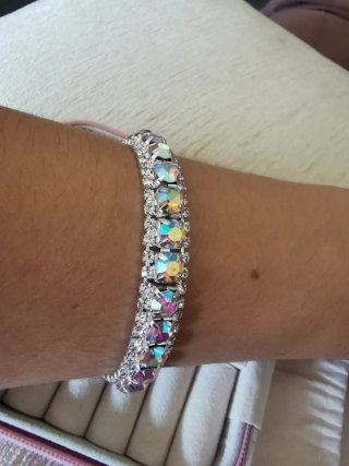 Pulsera Cristales Iridescentes Plata