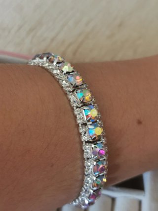 Pulsera Cristales Iridescentes Plata