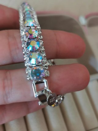 Pulsera Cristales Iridescentes Plata