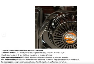 Generador Gasolina Genergy Turbo 5500E