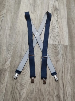 Bretelle elastiche uomo blu navy con pois
