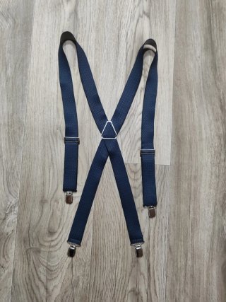 Bretelle elastiche uomo blu navy con pois