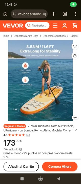 Tabla Paddle Surf VEVOR Inflable