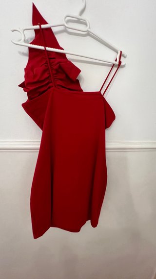 Vestido Rojo Fiesta Hombro Descubierto