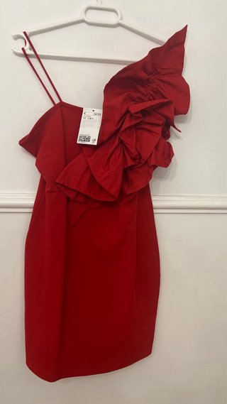 Vestido Rojo Fiesta Hombro Descubierto