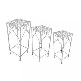 Set 3 Fioriere Quadrate Portapiante Ferro Bianco