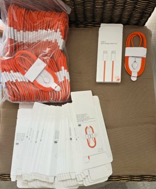 Lote 49x Cable USB-C 60W (1m) Naranja Trenzado
