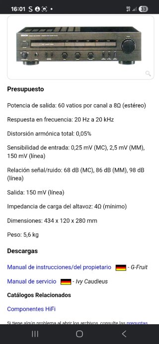 Denon PMA-320 Amplificador Integrado