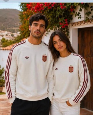 Sudadera España Blanca y Burdeos. S,XL,XXL