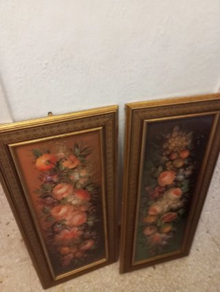 Cuadro de flores estilo vintage dorado