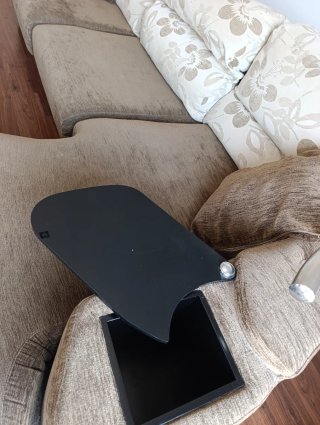 Sofá Chaise Longue Tela Beige y Marrón