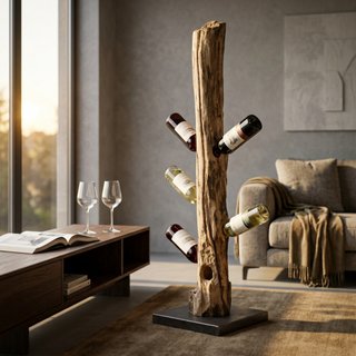 Portabottiglie Verticale da Terra in Legno 100cm