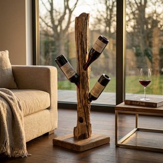 Portabottiglie Verticale da Terra in Legno 100cm