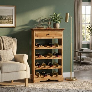 Cantinetta Vino 4 Ripiani Legno Massello 85x55cm