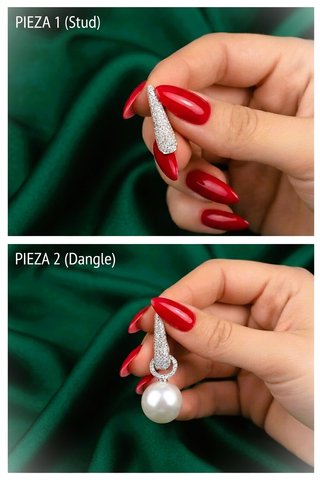 Pendientes perla colgantes con circonitas