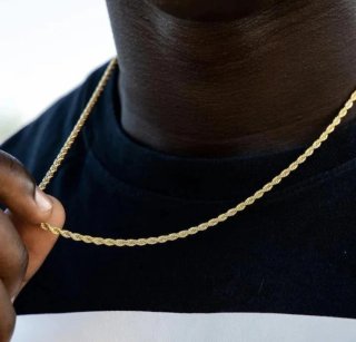 Cadena de cordón dorada para hombre