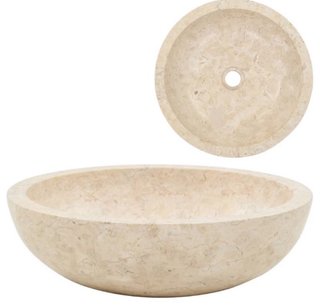 Lavabo de mármol beige nuevo,con conjunto complet