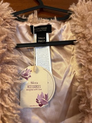Chaleco pelo beige/rosa talla única